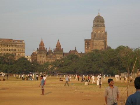 A typical cricket maidan where kids in India spend their weekend mornings playing cricket