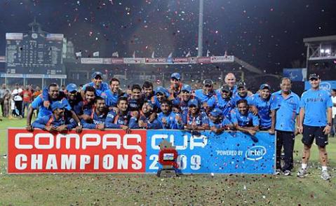 Victorious Indian team with the Compaq Cup
